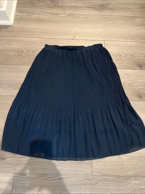 Adiva Navy Pleated Midi Skirt